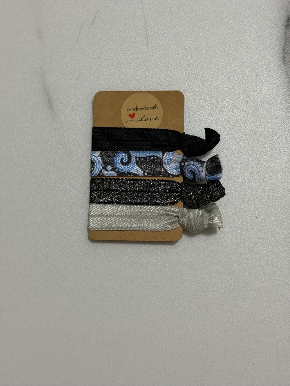 JSCatalog Black, Blue & Silver Elastic Hair Tie Set